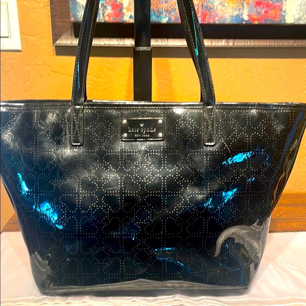 Kate Spade Black Laser Cut Tote Bag